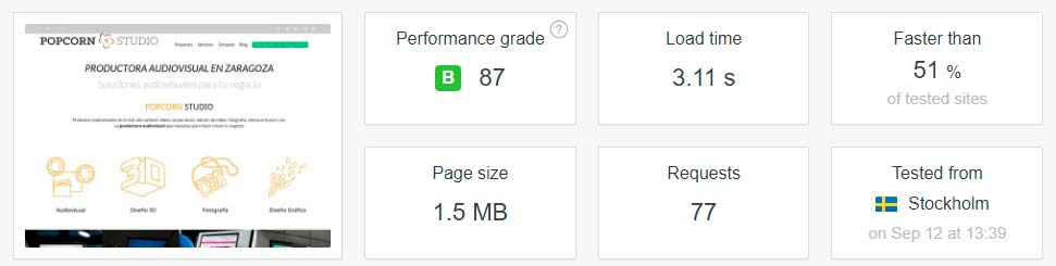 analisis de la velocidad de carga de una web